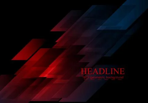 Dark blue red shapes abstract tech vector background Stock Illustration