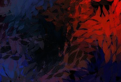 Dark Blue, Red vector abstract pattern with leaves. Illustrazione stock