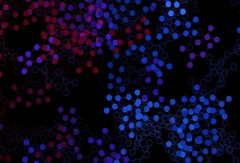 Dark Blue, Red vector background with forms of artificial intelligence. Stock Illustration
