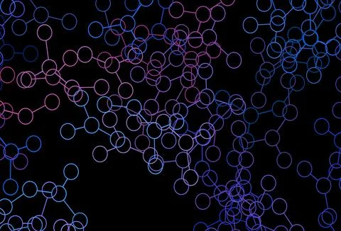 Dark Blue, Red vector background with forms of artificial intelligence. Stock Illustration