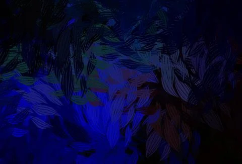 Dark Blue, Red vector doodle pattern with leaves. Stock Illustration