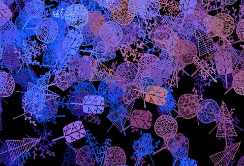 Dark Blue, Red vector doodle texture with trees, branches. Stock Illustration