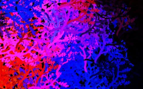 Dark Blue, Red vector doodle pattern with trees, branches. Illustrazione stock