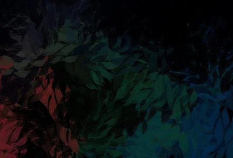Dark Blue, Red vector doodle pattern with leaves. Stock Illustration