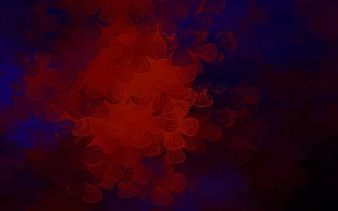 Dark Blue, Red vector doodle texture with trees, branches. Stock Illustration