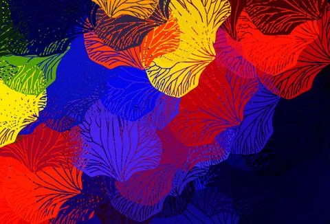 Dark Blue, Red vector elegant pattern with leaves. Stock Illustration