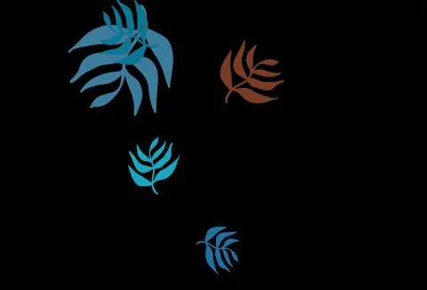Dark Blue, Red vector natural background with leaves. Stock Illustration