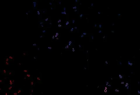 Dark blue, red vector pattern with gender elements. 스톡 일러스트
