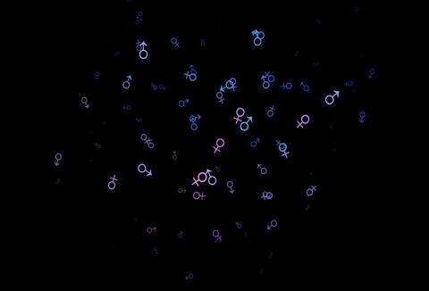 Dark blue, red vector pattern with gender elements. 스톡 일러스트