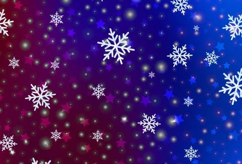 Dark Blue, Red vector pattern with christmas snowflakes, stars. 스톡 일러스트