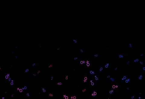 Dark blue, red vector pattern with gender elements. Illustrazione stock