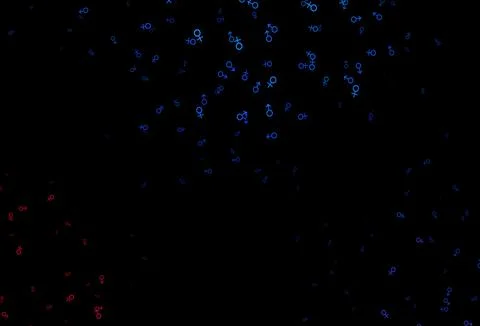 Dark blue, red vector pattern with gender elements. 스톡 일러스트