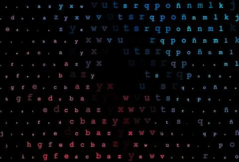 Dark blue, red vector pattern with ABC symbols. Illustrazione stock