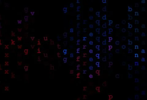 Dark blue, red vector pattern with ABC symbols. Illustrazione stock