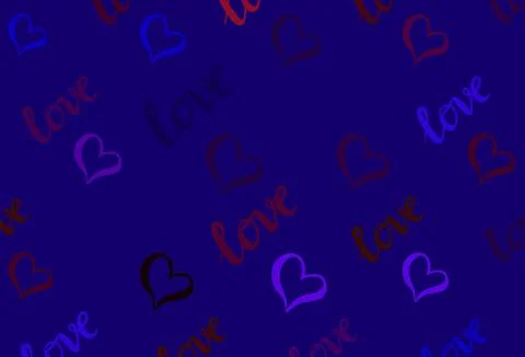 Dark Blue, Red vector template with doodle hearts. Stock Illustration