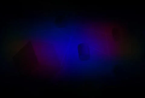 Dark Blue, Red vector template with 3D cubes, cylinders, spheres, rectangles. イラスト素材