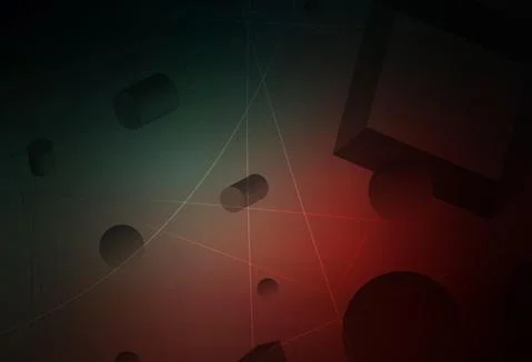 Dark Blue, Red vector texture with 3D cubes, cylinders, spheres, rectangles. Illustrazione stock