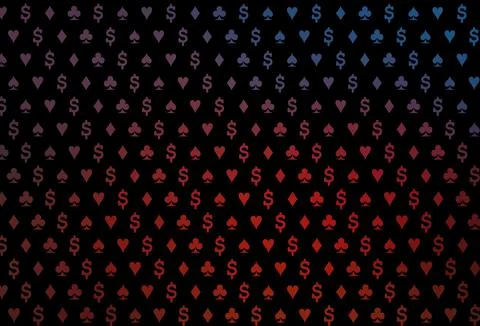 Dark blue, red vector texture with playing cards. Stockillustratie