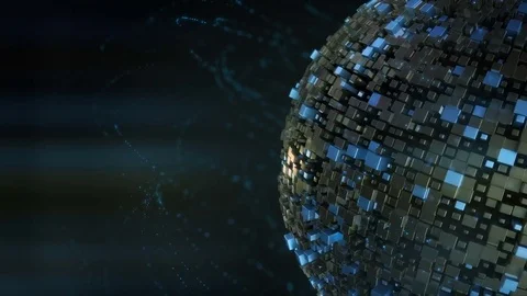 Dark blue rendered 3d sphere Stock Footage 75248532