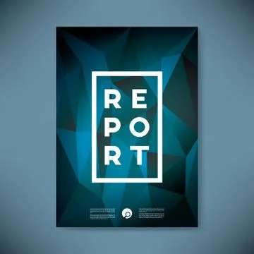 Dark blue report cover vector illustration with strong typography on low poly Stock Illustration