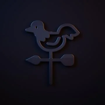 Dark-blue Rooster weather vane icon isolated on black background. Weatherco.. Illustrazione stock
