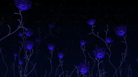 Dark Blue Roses and Particles Flight 4K Loop Stock Footage 312301964
