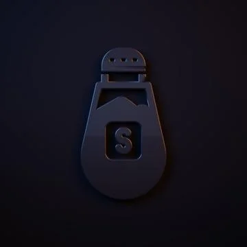 Dark-blue Salt icon isolated on black background. Cooking spices. Minimalis.. Stock Illustration