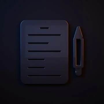 Dark-blue Scenario icon isolated on black background. Script reading concep.. Stock Illustration