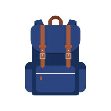 Dark blue school backpack flat style. Stock Illustration