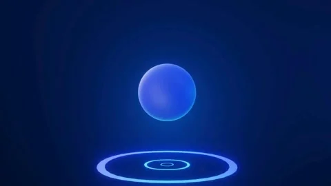 A dark blue screen with a glowing blue light and video controls 스톡 동영상 314934330