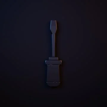 Dark-blue Screwdriver icon isolated on black background. Service tool symbo.. Stock Illustration