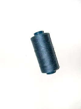 Dark blue sewing thread isolated on white background Stock Photos