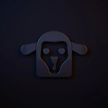 Dark-blue Sheep head icon isolated on black background. Animal symbol. Mini.. Stock Illustration