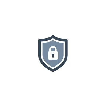 Dark blue shield lock icon - data security and protection イラスト素材