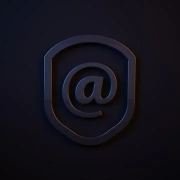 Dark-blue Shield with mail and e-mail icon isolated on black background. Gu.. Stock Illustration