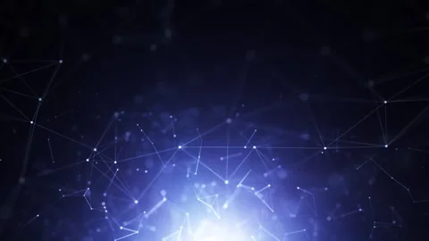 Dark blue shiny digital ai tech lines looping background Stock Footage 337368492