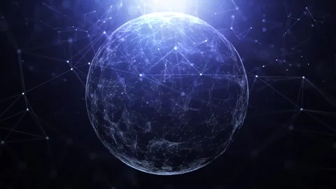 Dark blue shiny digital ai tech lines and sphere motion background Stock Footage 341431224