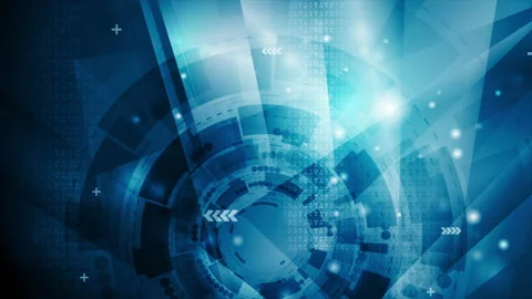 Dark blue shiny technology motion background with HUD gear elements Stock Footage 137245761