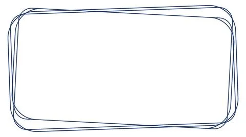Dark blue sketch frame hand drawn border contour outline abstract rectangular Illustrazione stock