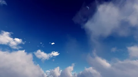 Dark blue sky with fluffy white heavenly storm clouds time lapse seamless loop Видео 93182247