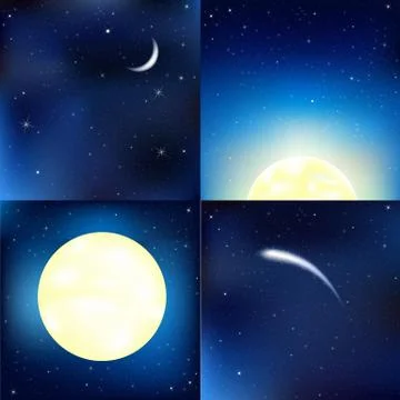 Dark blue sky set Stock Illustration
