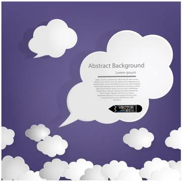 Dark blue sky with white cloud speech Illustrazione stock