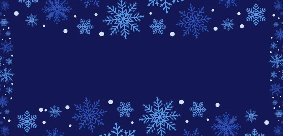 Dark Blue Snowflake Border Frame Background Illustrazione stock