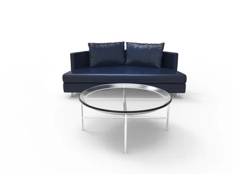 Dark Blue Sofa with Coffee Table Stock Illustration