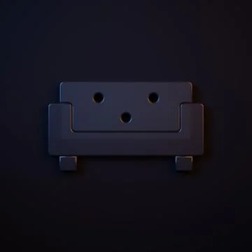 Dark-blue Sofa icon isolated on black background. Minimalism concept. 3D re.. Stock Illustration