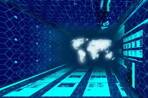 Dark blue space with projection 스톡 일러스트