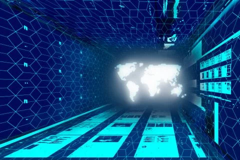 Dark blue space with projection 스톡 일러스트