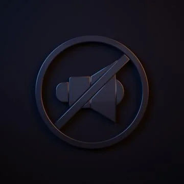 Dark-blue Speaker mute icon isolated on black background. No sound icon. Vo.. Stock Illustration