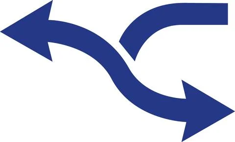 Dark blue splitting stream route arrow icon Stock Illustration