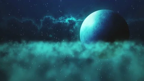 Dark Blue Spooky Above The Clouds Moon And Nebula Starry Night Sky Horror Loop Stock Footage 162933711